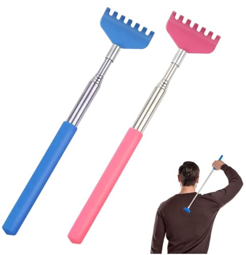 KRFWGUU 2 Pcs Rascador Espalda Telescópico,Rascadorde Espalda Telescópico De Acero Inoxidable, Para Elimina Picazón De Espalda Herramienta De Masaje Corporal, Para De Cabeza Y Otros Cosquillas