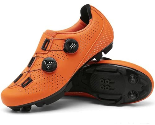 Wttagkl® MTB Fahrradschuhe Herren/Damen (Wahl aus 3 Modellen: SPD/SPD-SL/Freizeit) - Atmungsaktiv - Für Mountainbike & Stadt,Orange*MTB-40 EU