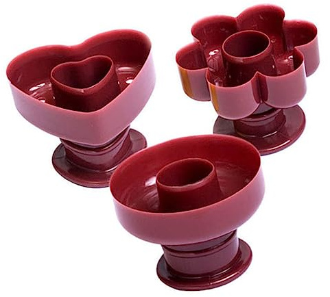 SECFOU Stampo per Ciambelle 3 Pezzi in Pp, Antiaderente, per Biscotti e Pasticceria, Forme Tonda Fiore Cuore, per Feste in Famiglia