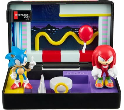 Figurine de collection Sonic the Hedgehog 3 - Console Heroes - Réplique Cartouche pliable SEGA Mega Drive, Diorama de jeu rétro avec figurines Sonic & Knuckles, Décor Carnival Night Zone