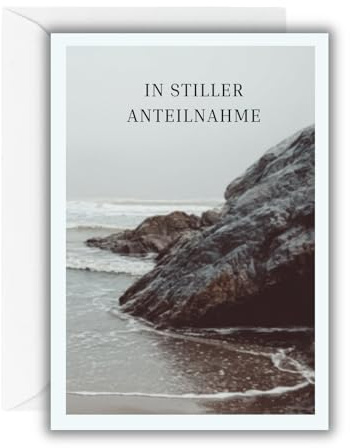 WBdesignz Kondolenzkarte „In stiller Anteilnahme“ mit weißem Umschag – Edle Beileidskarte mit Meeresmotiv – Beerdigung, Beileidsbekundung – Trauerkarte für Anteilnahme, Trost & Erinnerung (DIN A6)