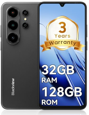 Blackview Wave10 Sim-free & Unlocked Mobile Phones, 3-Year Warrant, Android 16 Phone, 6.88 120Hz, 32GB+128GB Unlocked Phone, 32MP+13MP Smart Phones, Fingerprint, Bluetooth 5.2, Black
