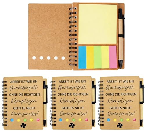 Kleine Abschiedsgeschenk Für Kollegen 3 Sets Dankeschön Geschenk Klein | Abschiedsgeschenk Kollegin Mitarbeiter Geschenk, Spiral Notizbuch mit Stift,Kolleginnen und Mitarbeiter zum Arbeitsabschied