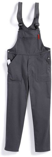 BP Cotton Plus 1409-720-53 Latzhose - Verstellbarer Bund - Dehnbare Hosenträger mit Kunststoff-Clip-Verschlüssen - 65% Baumwolle, 35% Polyester - Normale Passform - Größe: 46 - Farbe: dunkelgrau