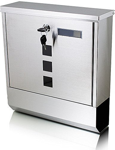 Bituxx Edelstahl Briefkasten Postkasten Mailbox Letterbox mit Zeitungsrolle Postbrief
