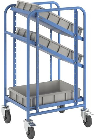 eurokraft | Eurokasten-Etagenwagen | mit 3 Kästen | LxBxH 485 x 620 x 1100 mm