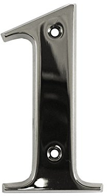 Beautiful 3 Inch Bevelled Edge Polished Chrome Door Number 1 - Screw Fix Front House Number 1