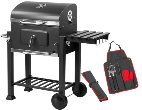 KCT Deluxe Charcoal Barbecue Trolley Grill Outdoor BBQ with Tool Set