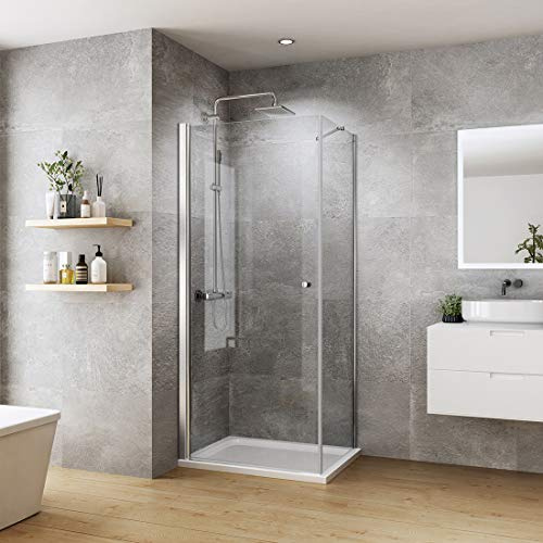 Heilmetz® Duschkabine 90 x 80cm Duschtür Nische Pendeltür mit Dusche Duschabtrennung Schwingtür Glastür Duschtüren Duschwand 6mm ESG Sicherheitsglas mit Beidseitiger Nano-Beschichtung Höhe 185cm
