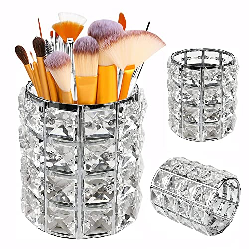 Miss Good Makeup Brush Holder Organiser Eyebrow Comb Cosmetics Organizer Jewelry Storage Box Crystal Bling Beads Bucket Candle Cup Pencil Pen Holder Container Storage for Lipsticks, Comb, Beauty Tool