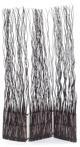 DESIGN DELIGHTS Bello PARAVENTO Wave 3 | 170x120 cm (HxP), Parete divisoria in Vimini | 3 Parti, Schermo, divisorio per Stanza di derivazione, salici Divisorio | Colore: Marrone