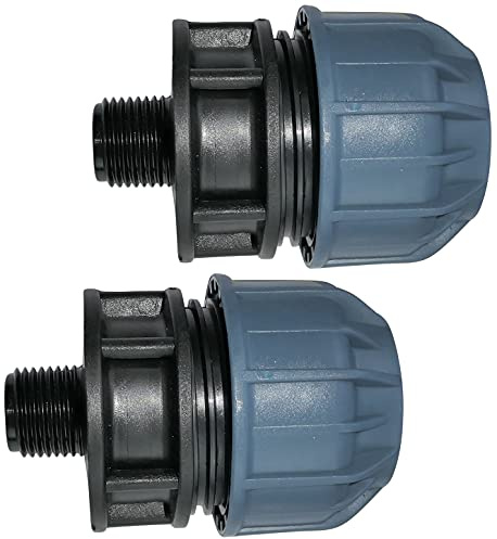 AERZETIX - Juego de 2 - Manguito/Adaptador Roscado - Reductor de Compresión Recto - Conexión Rosca Macho 1/2'' - para Tubería de Agua Ø32mm - Polipropileno - Conector/Reparador
