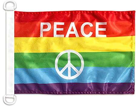AZ FLAG Bandiera Nautica Arcobaleno Simbolo Pace 45x30 cm Anelli Plastica | Uso esterno e nautico bandiera nautica gay resistente alle intemperie con doppie cuciture e bordi rinforzati