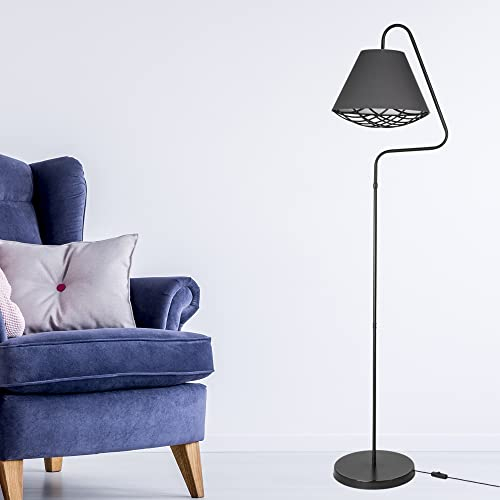 lux.pro Stehlampe Gateshead 1 x E27 Lampe Wohnzimmer Metall Stehleuchte Standleuchte Stoffschirm Schwarz Grau