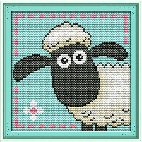 ABEUTY 14ct Kreuzstich Set Vorgedruckt, Kleines Schaf Kreuzstich Stickpackungen DIY Stickerei Set Gestempelt Erwachsene Anfänger