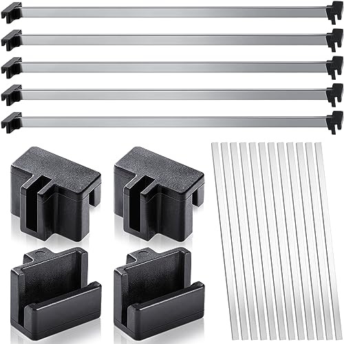 Epakh 36 Pcs Metal File Cabinet Rails Set Include 12 Cabinet Divider Rails 24 Hanging File Rail Clips for Hanging Folder Frame Bars Office Storage,Drawer Thickness Less Than 1/8 Inch (Aluminum,Silver)