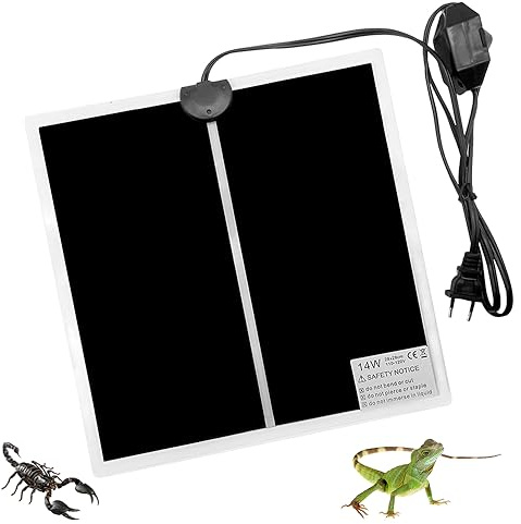 CLIUNT Tapis Chauffant Reptile, 14W Tapis Chauffant Terrarium Réglable, Coussin Chauffant Réglable avec Contrôle De La Température pour Reptiles Tortues, Serpents, lézards, Geckos, araignées…