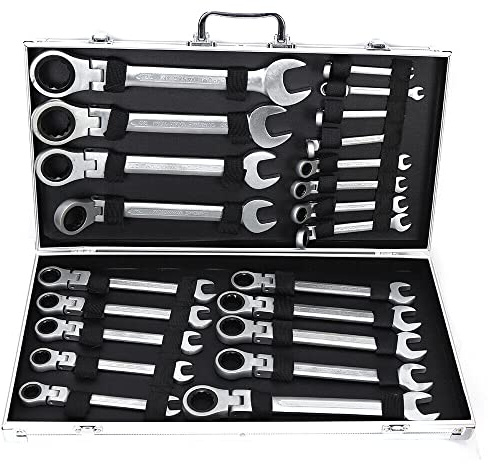 TRIEBAN Set di chiavi inglesi a cricchetto, 22 pezzi, 6-32 mm, chiave a cricchetto, set di chiavi combinate, con scatola