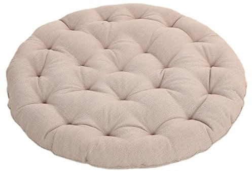 LZTENRETO Große Bodenkissen,Rund Leinen Futon-Kissen Japanischer Stil Getuftet Boden-Kissen Meditations-Kissen für das Sitzen auf dem Boden Fenster-Kissen für Yoga Sofa Balkon (Beige,55x55x8cm)