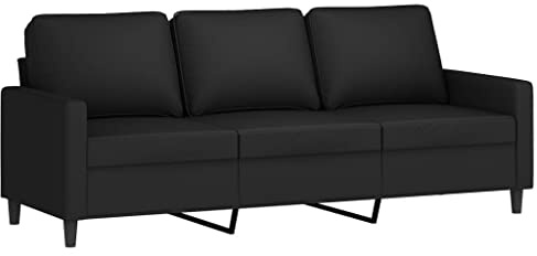 vidaXL Divano a 3 Posti Nero 180 cm in Velluto