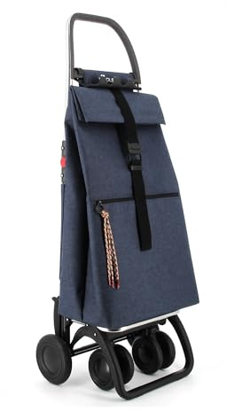 Carro Rolser Big Tweed 4 Ruedas 2 Giratorias Plegable - Marino