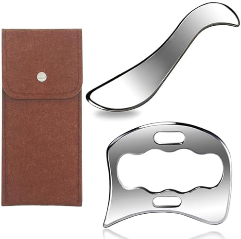 2 PCS Gua Sha Edelstahl, Muskel Faszien Schaber, Körper Guasha Tools für Muskelentspannung & Schmerzlinderung，Faszienknoten Verbessern