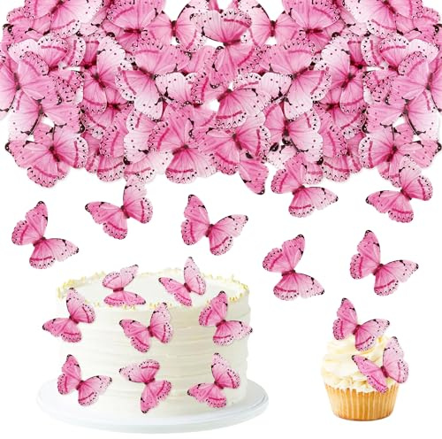 40Pcs Edible Butterfly Cupcake Toppers 3D Edible Butterfly Cake Topper Purple Butterfly Cupcake Decoration Picks Wedding Baby Shower Party Wedding Anniversary Birthday Party Cupcake Decoration