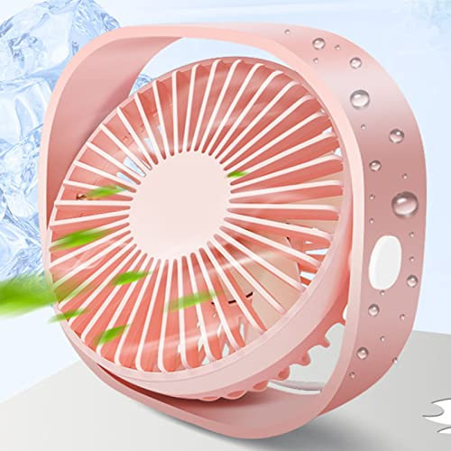 RTYUSWL Ventilador de Escritorio USB Pequeño de 4,7 Pulgadas, Ventilador de Mesa Portátil de 3 Velocidades, Ventilador de Escritorio Silencioso Giratorio de 360 ​​° para el Hogar, Oficina,(Rosa)
