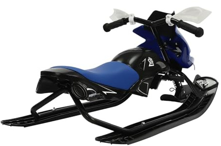 HOARLICN Trineo de nieve, trineo para niños, trineo de dirección con frenos, trineo de snowracer con volante, clásico trineo direccionable para niños y adolescentes, 24 x 51 x 43,5 cm, azul