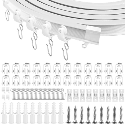 Binario Flessibile per Tende da Soffitto, 5 Metri, Curvo con Ruote Mute per Divisori e Tenda da Camper o Doccia, Sistema per Tende Ospedaliere