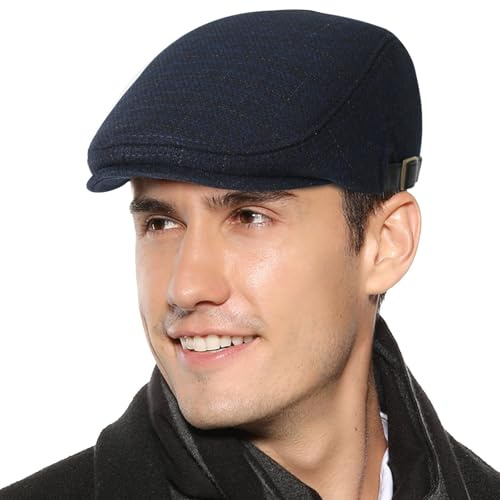 Superora toppmössa herr basker glidande mynt baskermössa herrmössa vinter varm mössa Newsboy platt svart, X09 marinblå, one size