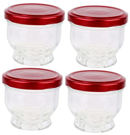 COLLBATH 4pcs 75ml Heat-resistant Glass Dessert Jars Cubilose Honey Pudding Bottles for Home and Shop