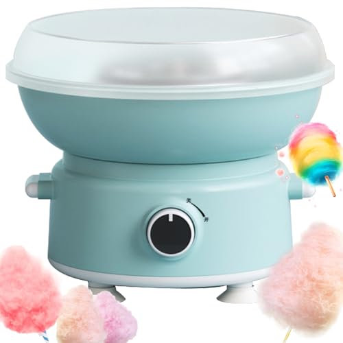 cotton candy machine, 500W candy floss maker with Splash Prevention Bowl, 25cm large diameter, Removable cleaning, silicone suction cup, candy floss machine maker for Parties, Kids, Home blue