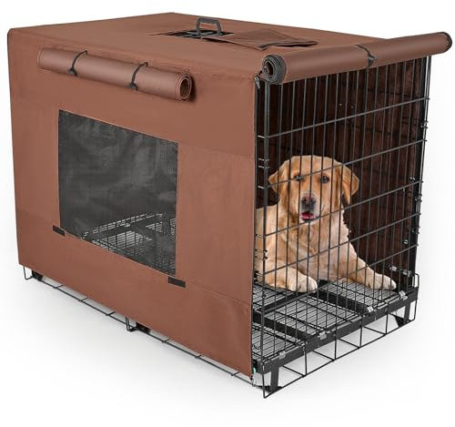 Hundekäfig-Abdeckung, 121,9 cm, verdickte Hundehüttenabdeckung, winddicht, Welpen-Käfigabdeckung mit Netzfenstern auf beiden Seiten, tragbare Kistenabdeckungen für Hundekäfige, geeignet für den Innen
