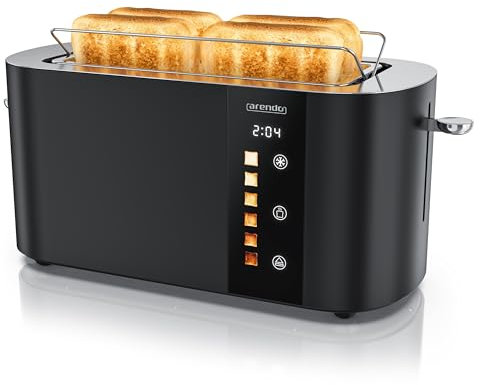 Tostadora de 2 Ranuras Largas para 4 Rebanadas, 1500 W, Visualización en color de los niveles de tostado, Pantalla con indicador de tiempo restante, Botones táctiles, Niveles de tostado del 1 al 6