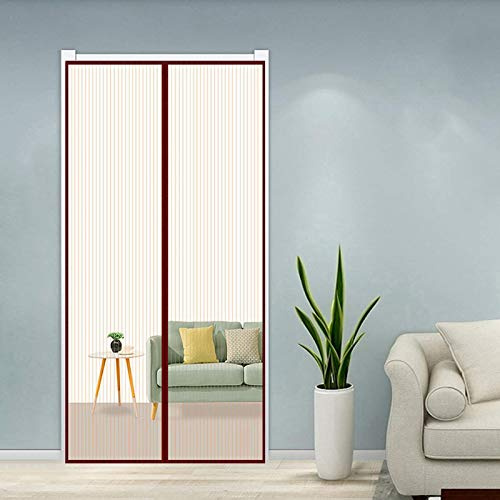 Magnetische Fliegengittertür, 180 x 220 cm, hält Cts von oben nach unten draußen, leicht zu schließen, braune Farbe, perfekt für Balkon-/Terrassentür, verbessertes Design für besseren Schutz und