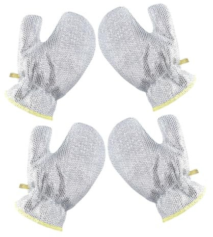 PACKOVE 2pairs Wire Dishwashing Gloves for Kitchen Non Scratch Cleaning Gloves Dish Cloths Heavy Duty Bristled Dish Cleaning Pads