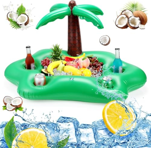 Porte-gobelet Gonflable 2 en 1 - Plateau Flottant - 4 Trous - Grande capacité - Porte-gobelet de Piscine Gonflable - Porte-gobelet Flottant (Dunkelblau)