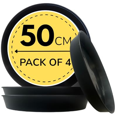 Creation Lot de 4 soucoupes rondes pour plantes - 50 cm - Résistantes - Protège les surfaces contre les dommages causés par l'eau et les taches - Résistant aux intempéries et facile à nettoyer - Très