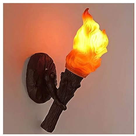 Agteruo Lampada da Parete Creativa a Forma di Torcia per Interni, Applique da Parete a LED in Resina retrò Americana per Camera da Letto, Comodino, Soggiorno, Ufficio
