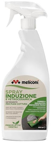 Meliconi Eco Spray Induzione e Vetroceramica, Detergente per Piani Cottura, Formula Enzimatica, Senza Acidi, Risciacquo Facile, 500ml