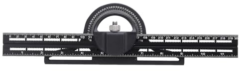 Combinazione Angle Ruler Multi Funzione Mobile Lavorazione del Legno Universale Vernier Bevel Goniometro 300mm Lega di Alluminio Nero per Falegnami Ingegneri Artigiani Fai Te