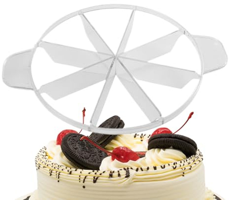 gifyym Cake Slicer - Round Cake Slices and Tart Marker | Cheesecake Cutter | PP Serving Tool for Even Cutting, 6/8 Divider | Ideal for Home