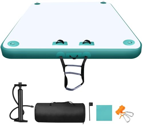 Bsteciar Plateforme Gonflable Flottante, Bouee Piscine pour 3-5 Personnes,Matelas Gonflable Piscine Quai D'îLe Flottant pour Le Lac, Mer, Piscine Et OcéAn (Bleu, 2M x 1.5M)