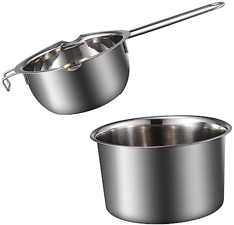 Toyvian Doppelkessel aus Edelstahl 201 Schmelztopf für Schokolade Butter Bonbons Wasserbadtopf 400ml mit Hitzebeständigem Griff für Küche und Backen