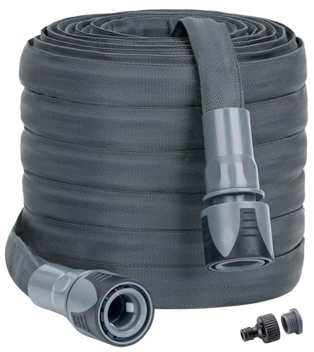KOBAZ Gartenschlauch Flexibler 7,5 m, leichter Wasserschlauch | Hochflexibel und knickfest,TPE-Kern, Textilschlauch mit 1/2 3/4 Adapter für Garten, Autowäsche und Außenbewässerung