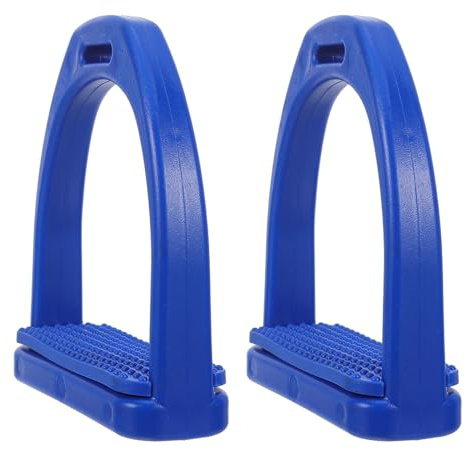 Healvian Staffe per Sella Equitazione in Plastica con Cuscinetto Antiscivolo in Gomma Blu, Staffe di Sicurezza Western Leggere Resistenti con Ammortizzatore per Ginocchia e
