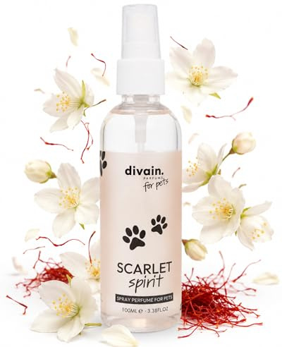 Husdjursperfym 100ml | Saffran + Jasmin + Bärnsten | Sofistikerad Orientalisk Blommig Doft för Hundar och Katter | Scarlet Spirit | divain. for pets
