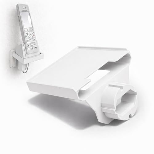 Plugee Steckdosenhalterung – Passend für Fritz!Fon, Gigaset-Telefone, Babyphones, Überwachungskameras & kleine Elektrogeräte – Ladehalterung mit Kabelbox – Werkzeuglose Montage