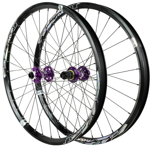 QUYCOIU 26/27,5/29 Hjulpar För Mountainbike 32-håls Fälg Aluminiumlegering Genomgående Axel F12*100/R12*142Mm F2/R4 Tätade Kullager Skivbroms Hjul XC/AM-cyklar 7–12-växlad Kassett(Black-A,26in)
